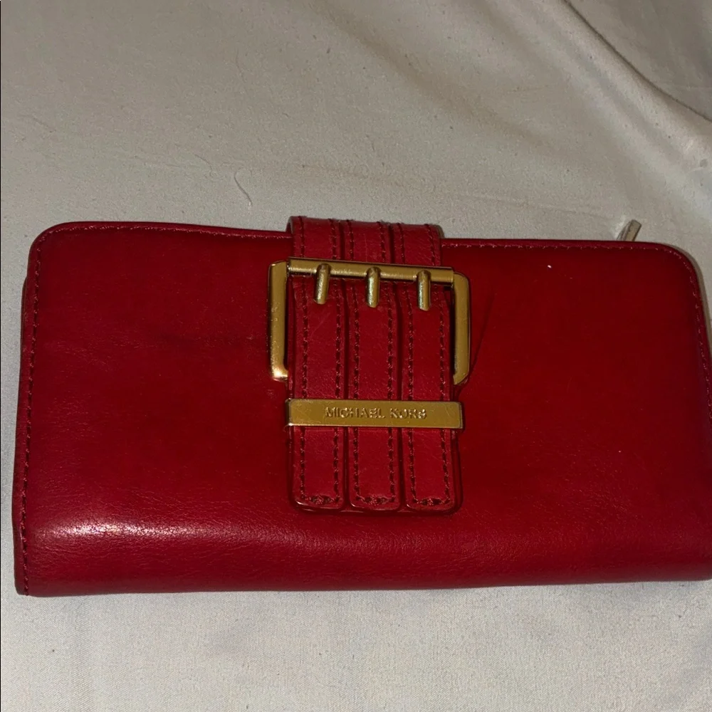 Michael Kors‎ Red Wallet with Gold Buckle